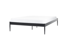 Cama de casal BELIANI Vaurs de Aço Preto 147x206x38