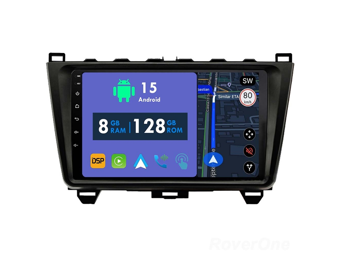 Auto Rádio Carro Bluetooth Autoradio 8GB RAM 128G ROM CarPlay Navegação GPS Ecrã Táctil RoverOne para Mazda 6 II GH 2007-2012  