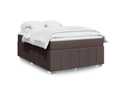 Vidaxl Cama Com Molas/colchão 140x200 Cm Tecido Castanho-escuro