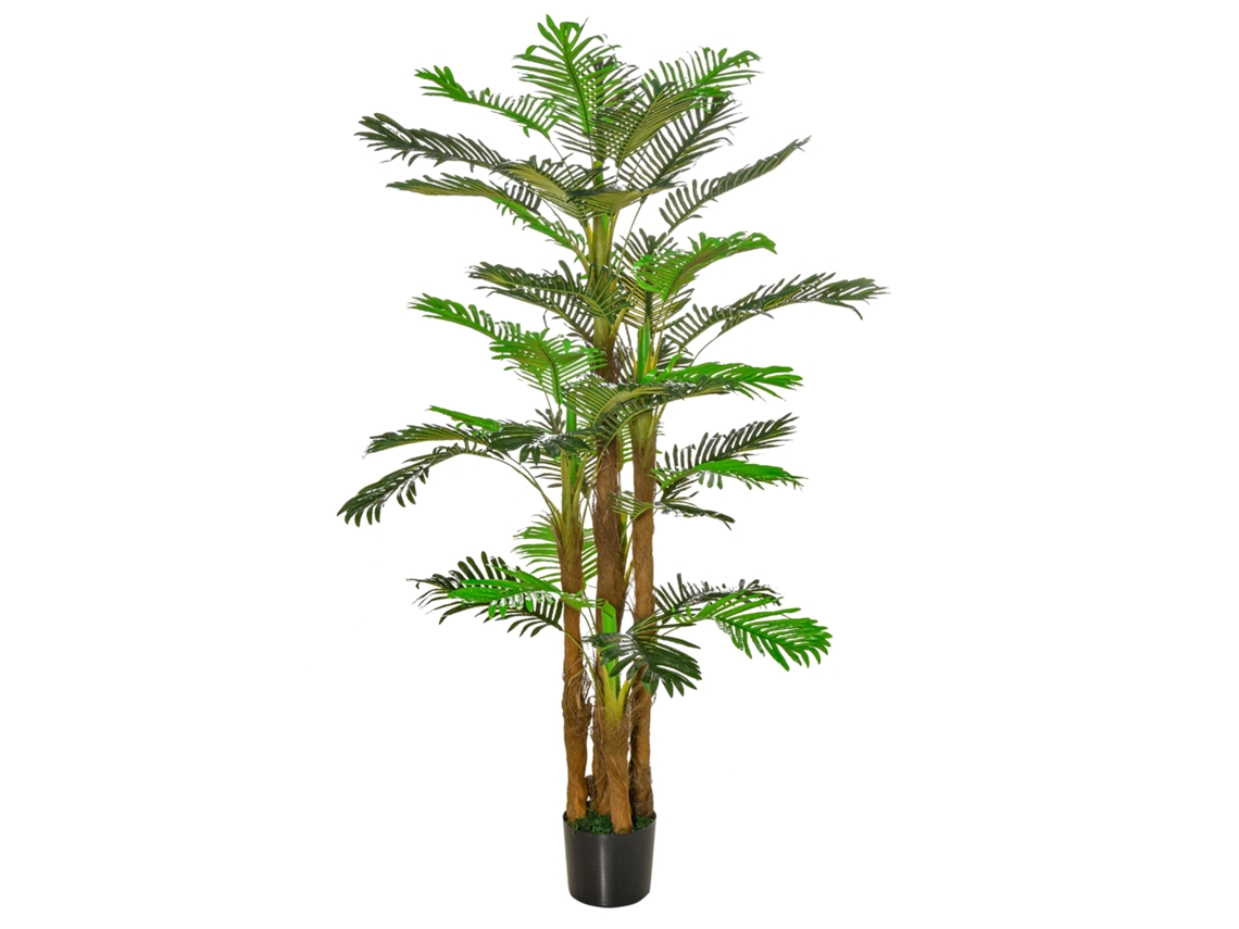 Palmeira Artificial De 1,85 M De Altura Com Tronco, Galhos, Líquen E Folhas, Extremamente Realista, Com Vaso Incluso.
