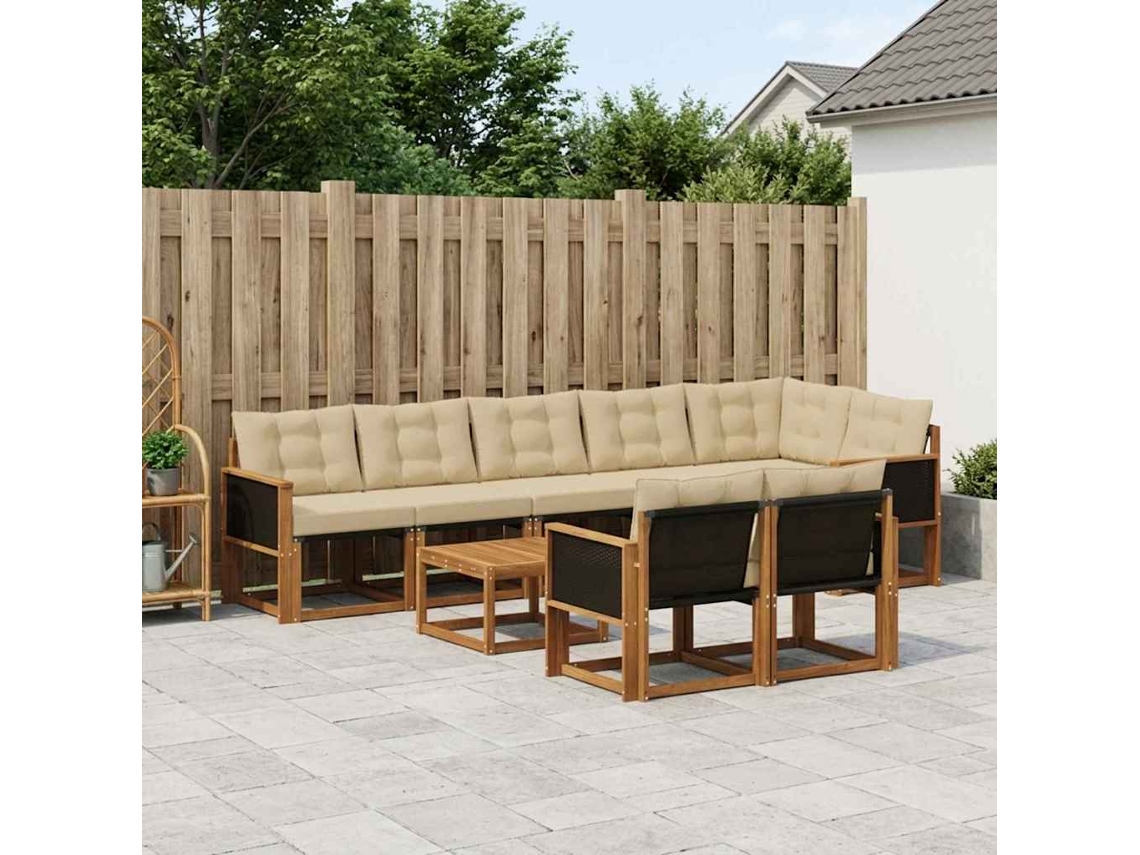 Vidaxl Conjunto De Sofás Para Exterior 9 Pcs Natural E Bege