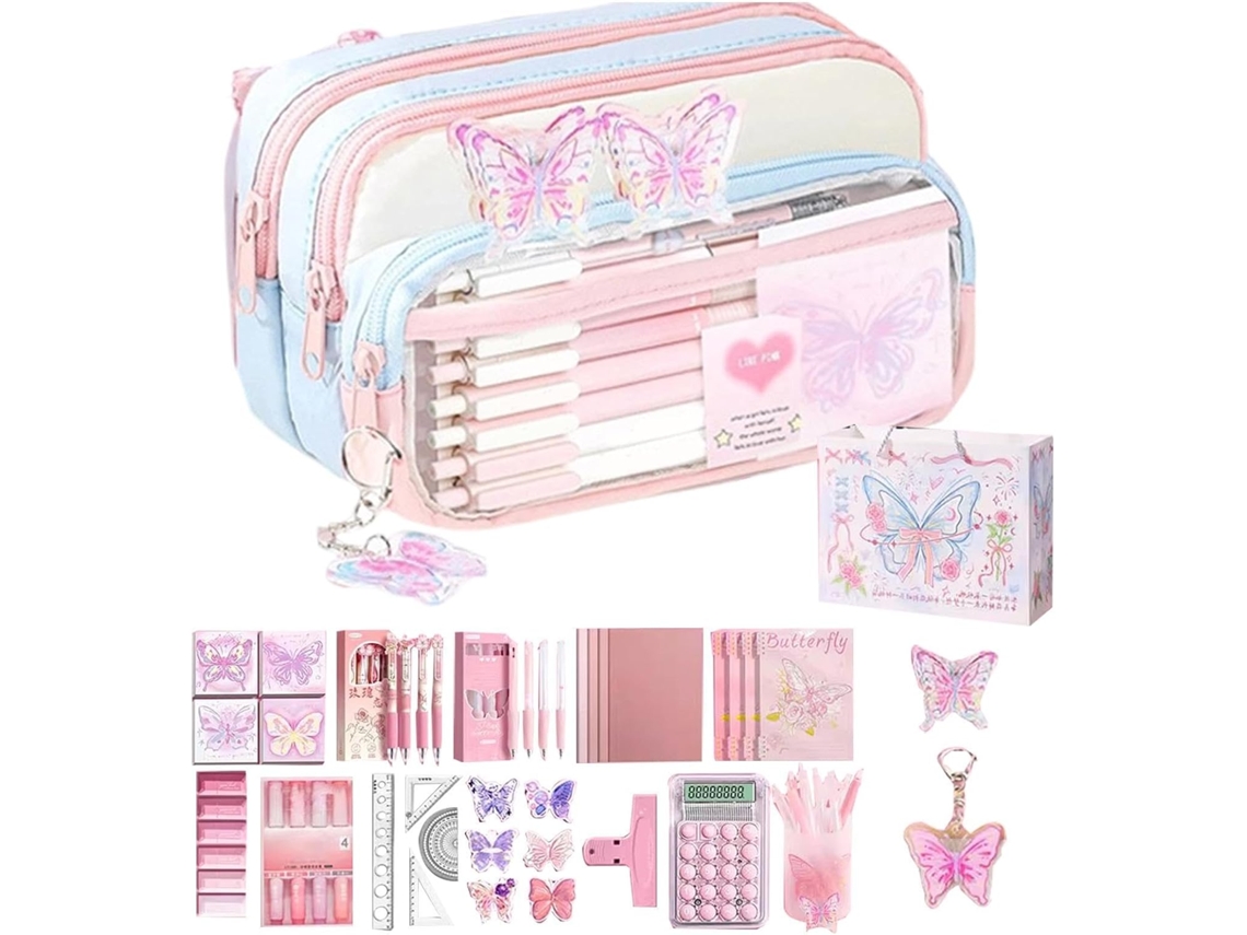 Bag Case Compartments, Zipper Leather Crayon Artistic Multi-futional Stationery Container, Stylish School