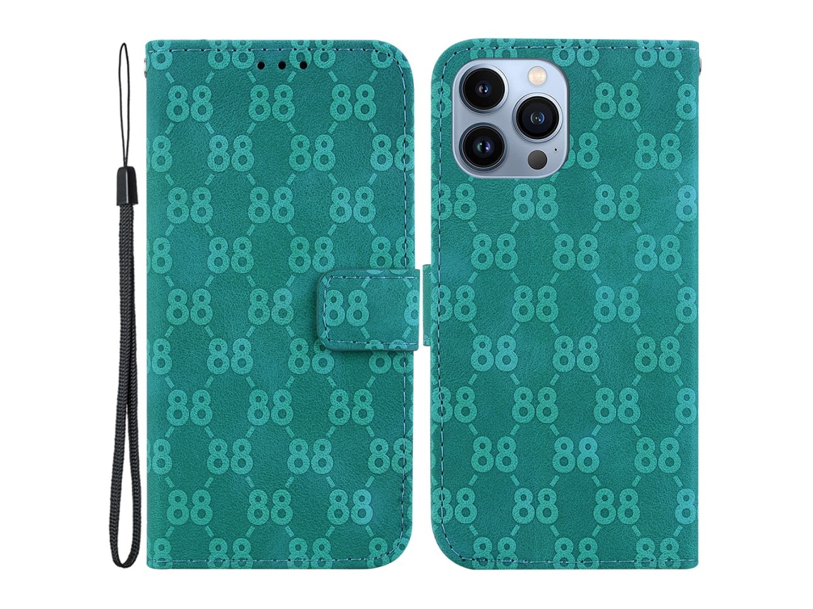 Capa Inch Para Iphone 13 Pro Max Pele Sintética Verde