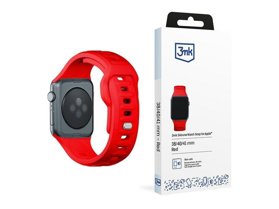 Pulseira De Relógio De Silicone 3mk Preta | Vermelha Para Apple Watch 38 | 40 | 41 Mm Vayotoy