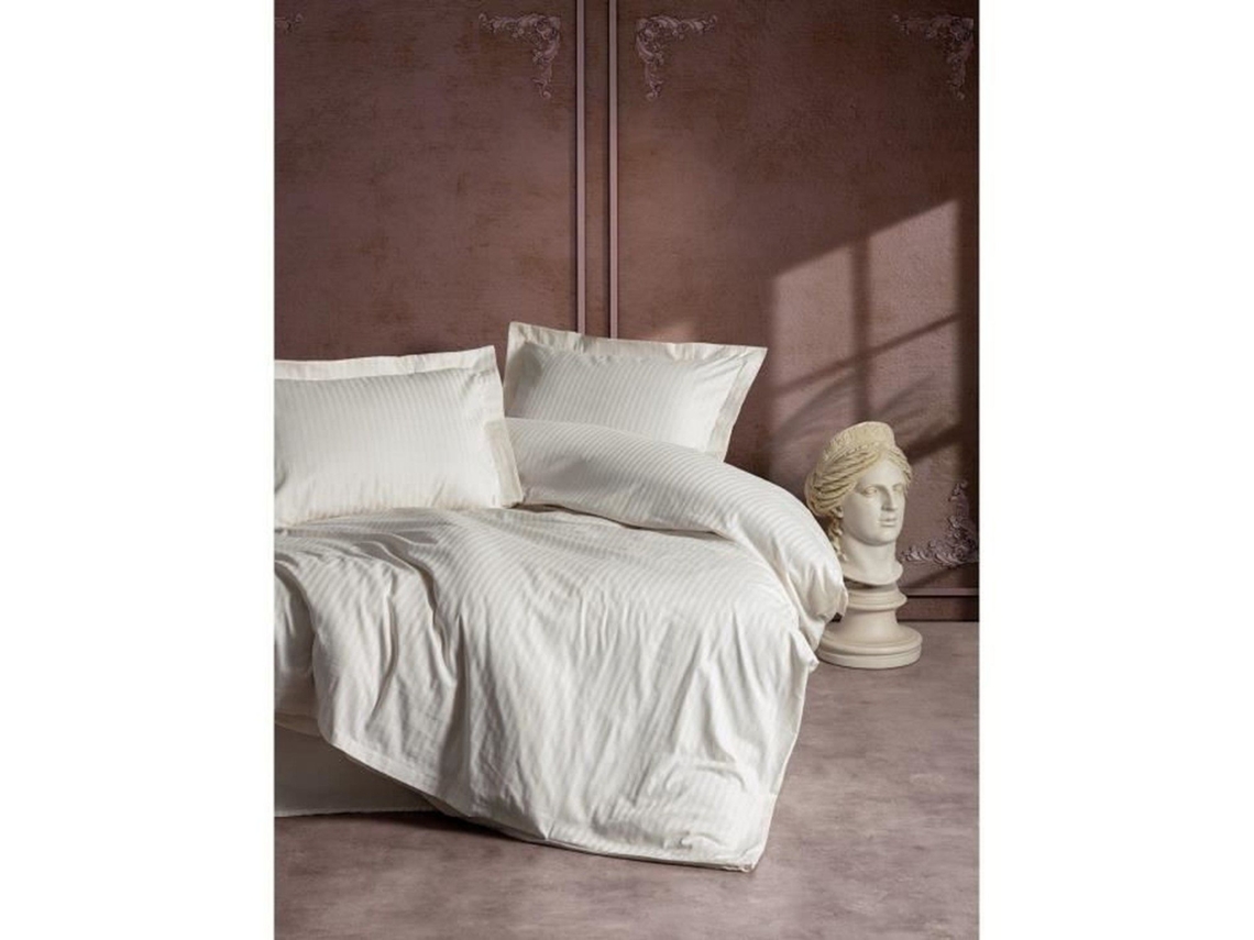 Conjunto de Cama - Capa de Edredom 220 x 240 + 2 Fronhas 60 x 60 - Cetim de Algodão - Natural