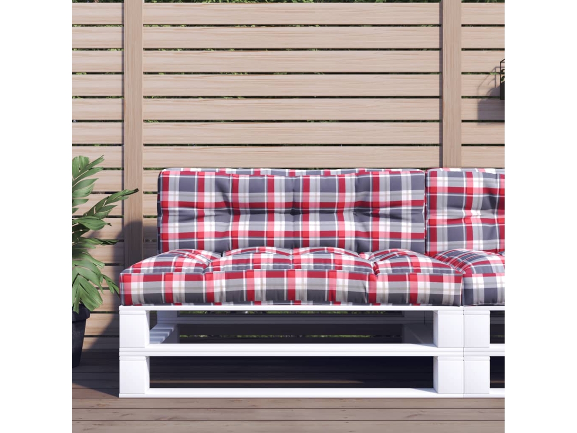 Vidaxl Almofadão P/ Sofá De Paletes 120x40x12cm Tecido Xadrez Vermelho