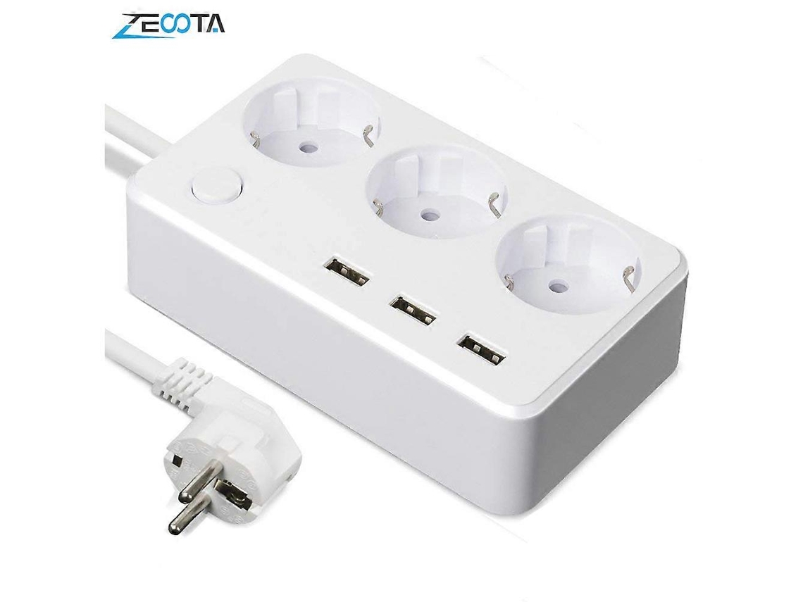 Extensão Elétrica Para Escritório Com Adaptador Usb, 3 Tomadas Padrão Europeu E Portas De Carregamento Usb, Cabo De 1,5 M. Olysi Shop