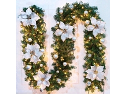 2026 guirnalda Artificial de Natal com Luzes Led, 270cm 40 Leds Branco Quente, Galhos Plásticos Decorativos