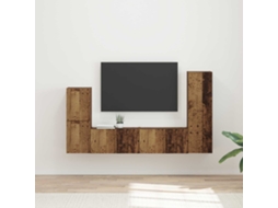 Vidaxl Conjunto De Móvel De Tv 4 Pcs Madeira Antiga Madeira Processada