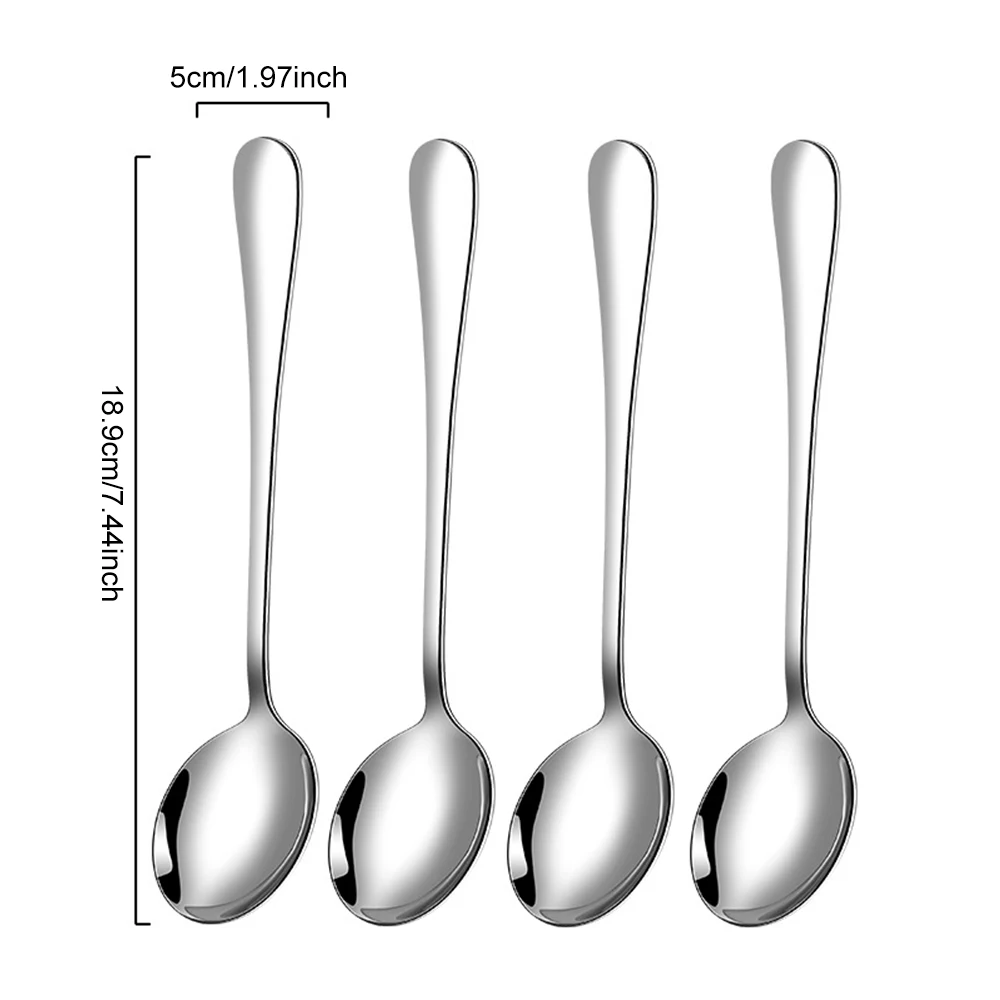 Colheres de Chá em Aço Inoxidável, Duráveis e Próprias para Lava louças. MDUG (18,9 Cm, 4 Peças)