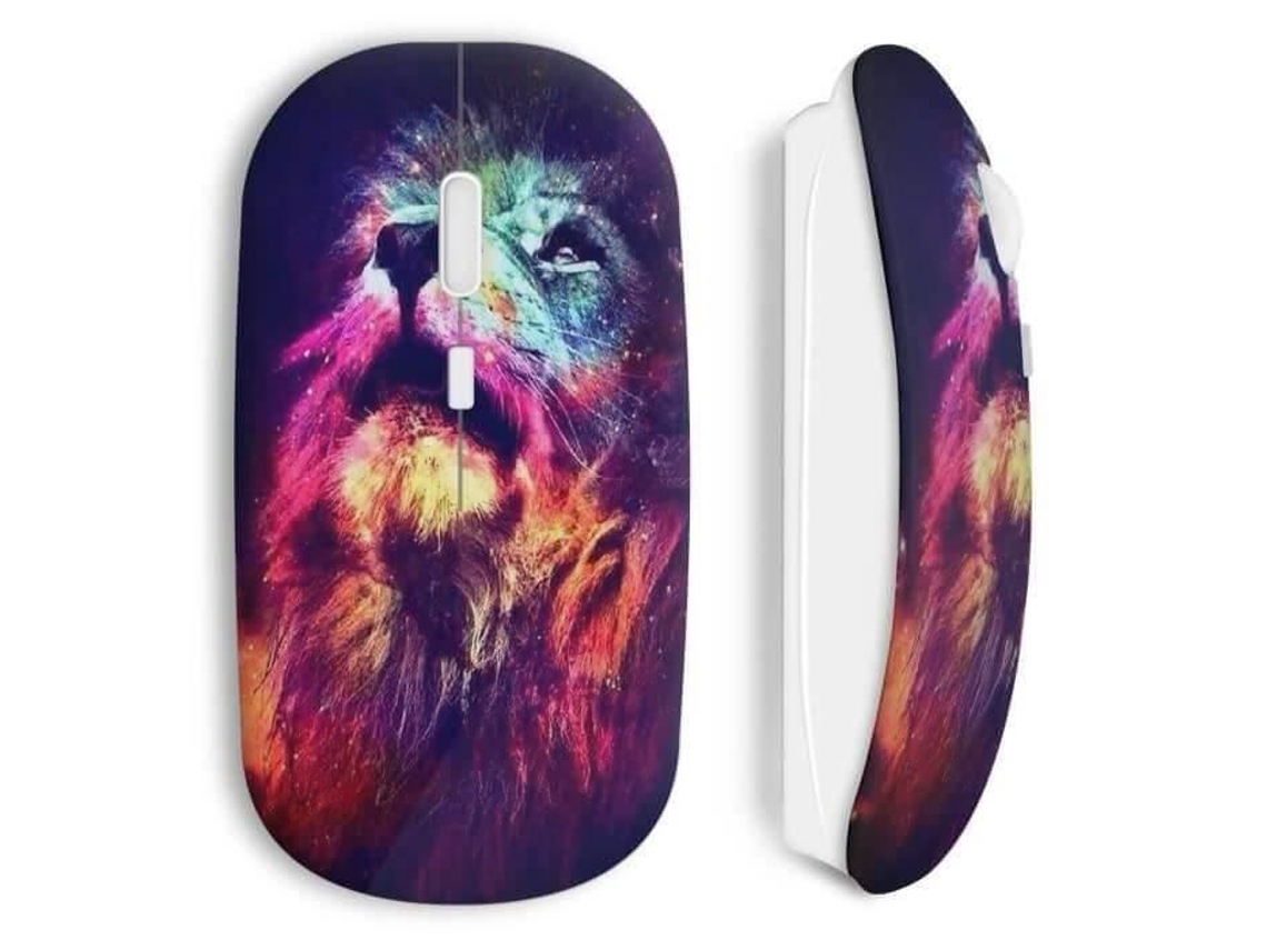 Mouse Sem Fio Multicolorido Leão