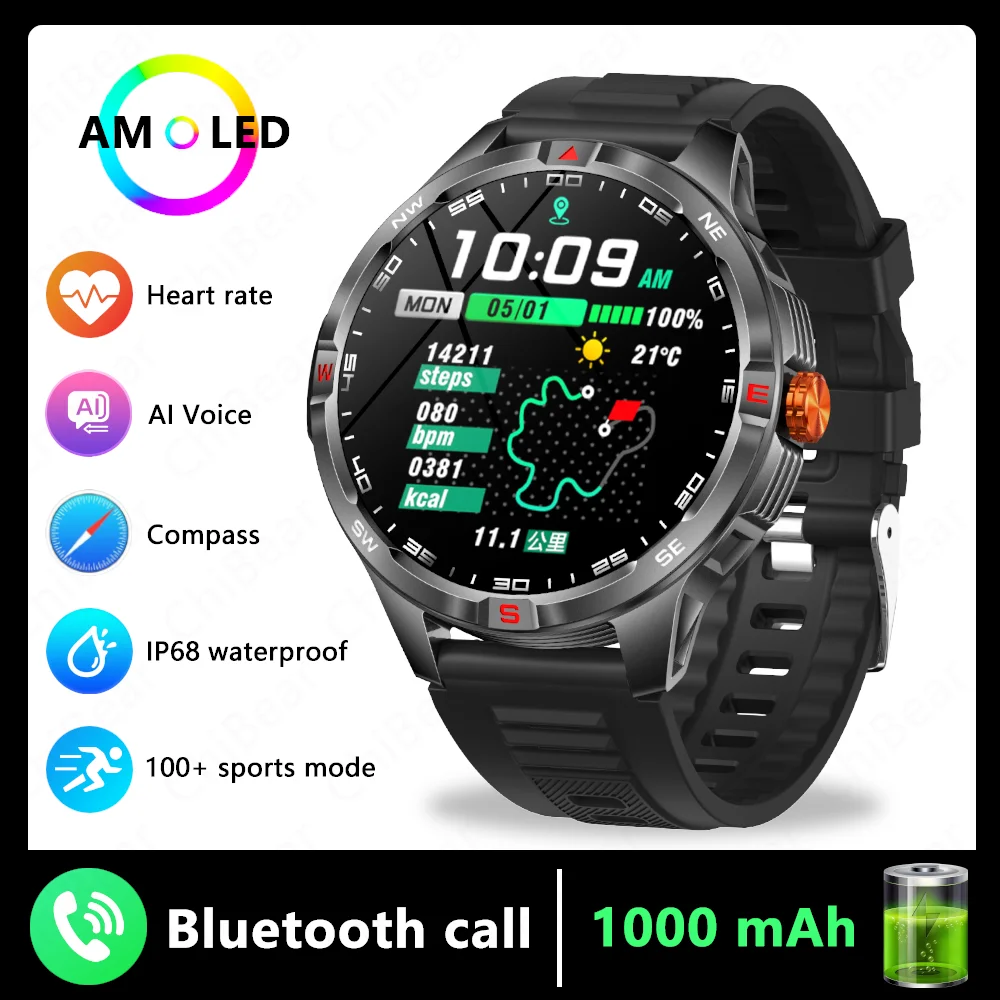 Smartwatch, Navegação Gps, Bússola, À Prova D'água, Esportes e Fitness MDUG (preto)