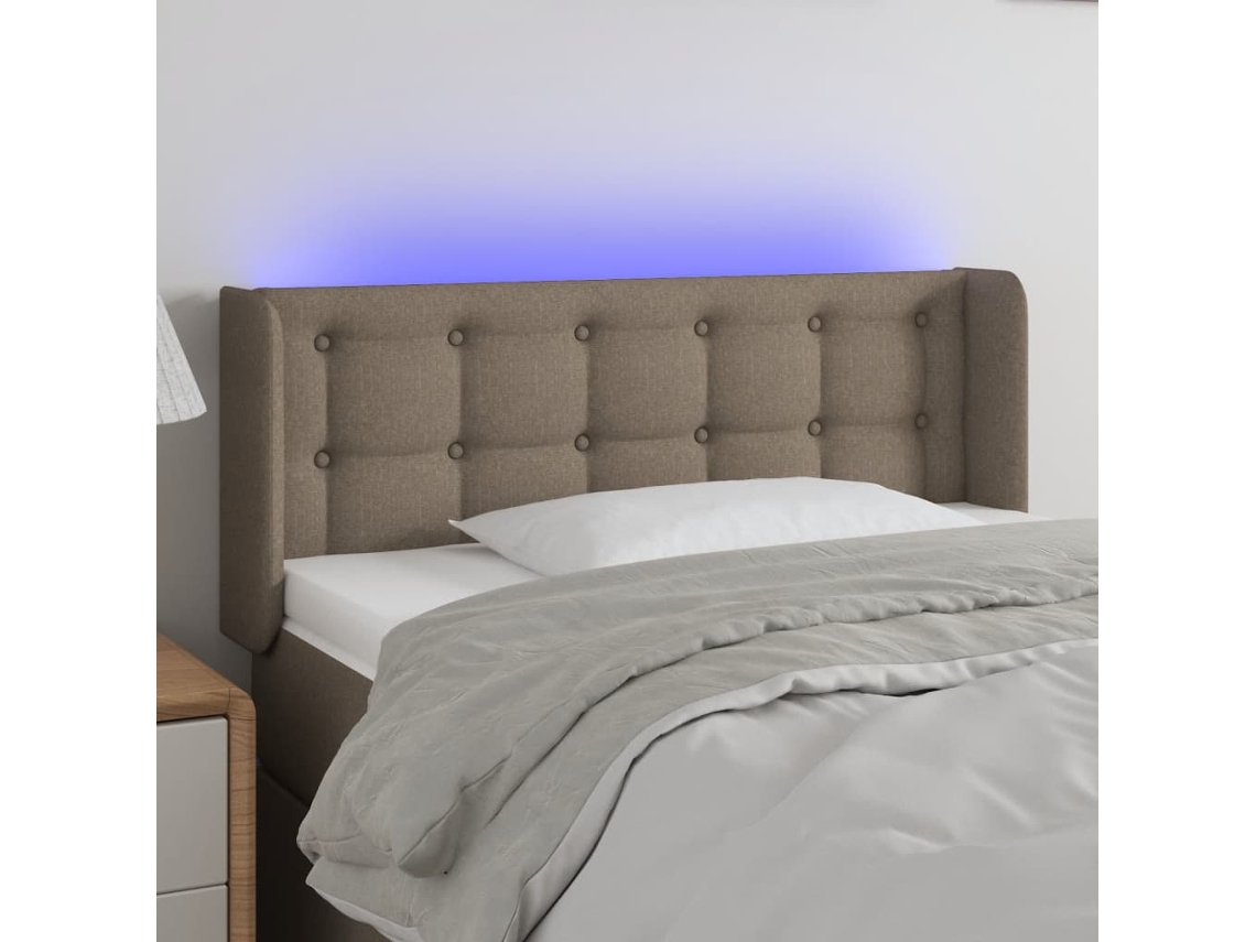 Vidaxl Cabeceira Cama Luzes Led Tecido 83x16x78/88cm Cinza-acastanhado