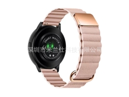 Pulseira De Couro Genuíno Com Fecho Magnético Reverso Para Samsung Galaxy Watch 4rosa 20mm Yunzii (com 2 Barras De Mola)