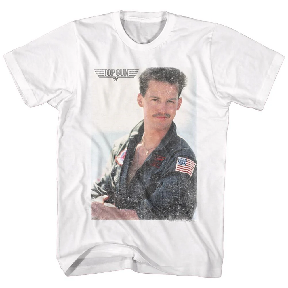 Unisex Adult T-shirt Rockinstone Top Gun Movie Goose Fade White Sizexxl