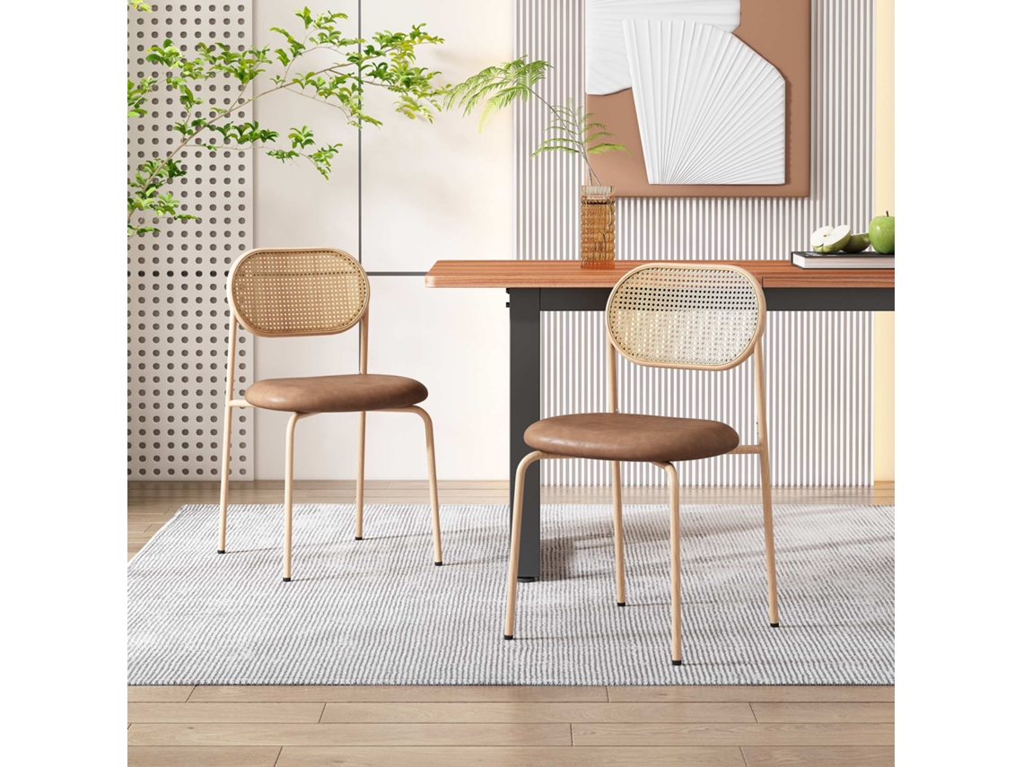 Cadeira De Sala De Jantar 2 Peças Cadeira Moderna Em Metal Marrom Estilo