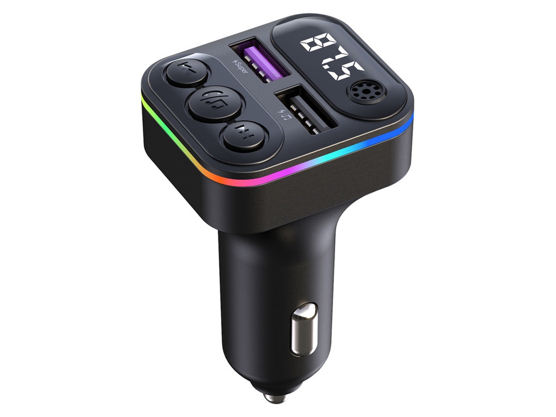 Transmissor Fm YIZHOOD C38 Adaptador de Carregador de Música de Áudio de Carro de Transmissão Estável Bt Sem Fio Preto
