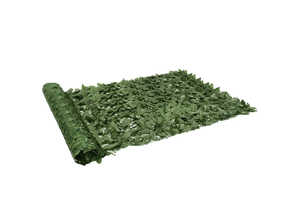Vidaxl Tela De Privacidade P/ Varanda C/ Folhas 300x150cm Verde-escuro