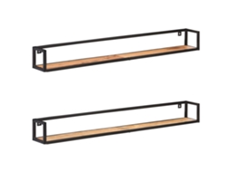 Vidaxl Prateleiras Parede 2 Pcs 160 Cm Madeira De Acácia Maciça