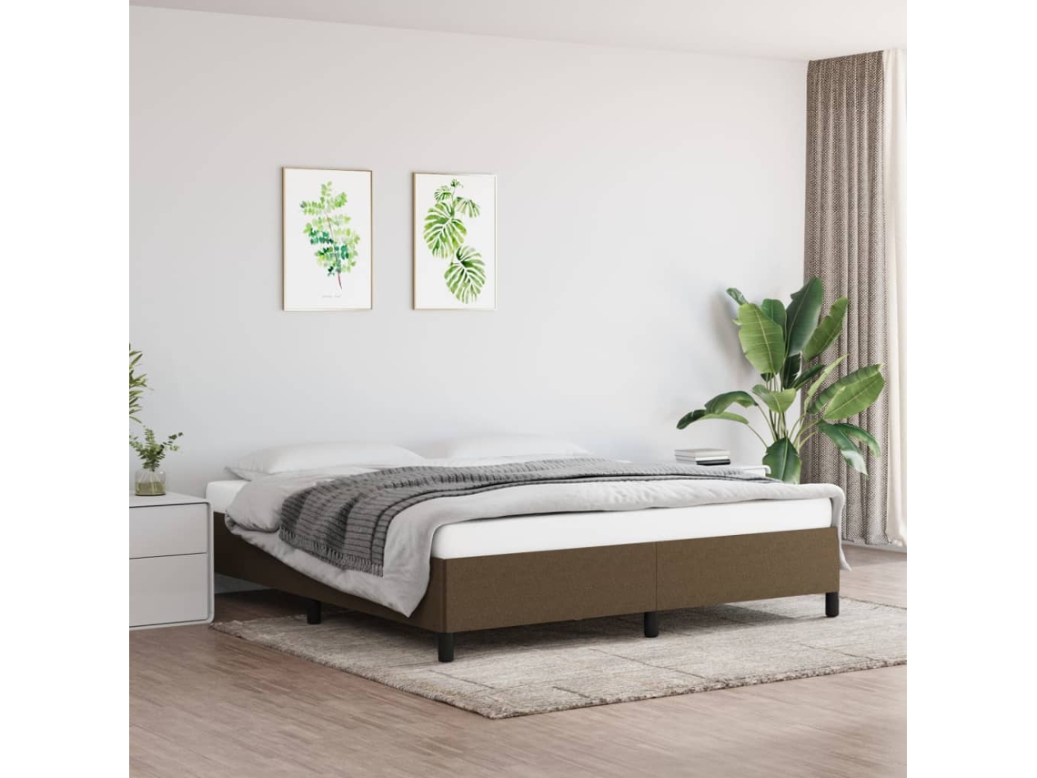 Vidaxl Estrutura de Cama Sem Colchão 160x200 Cm Tecido Castanho escuro