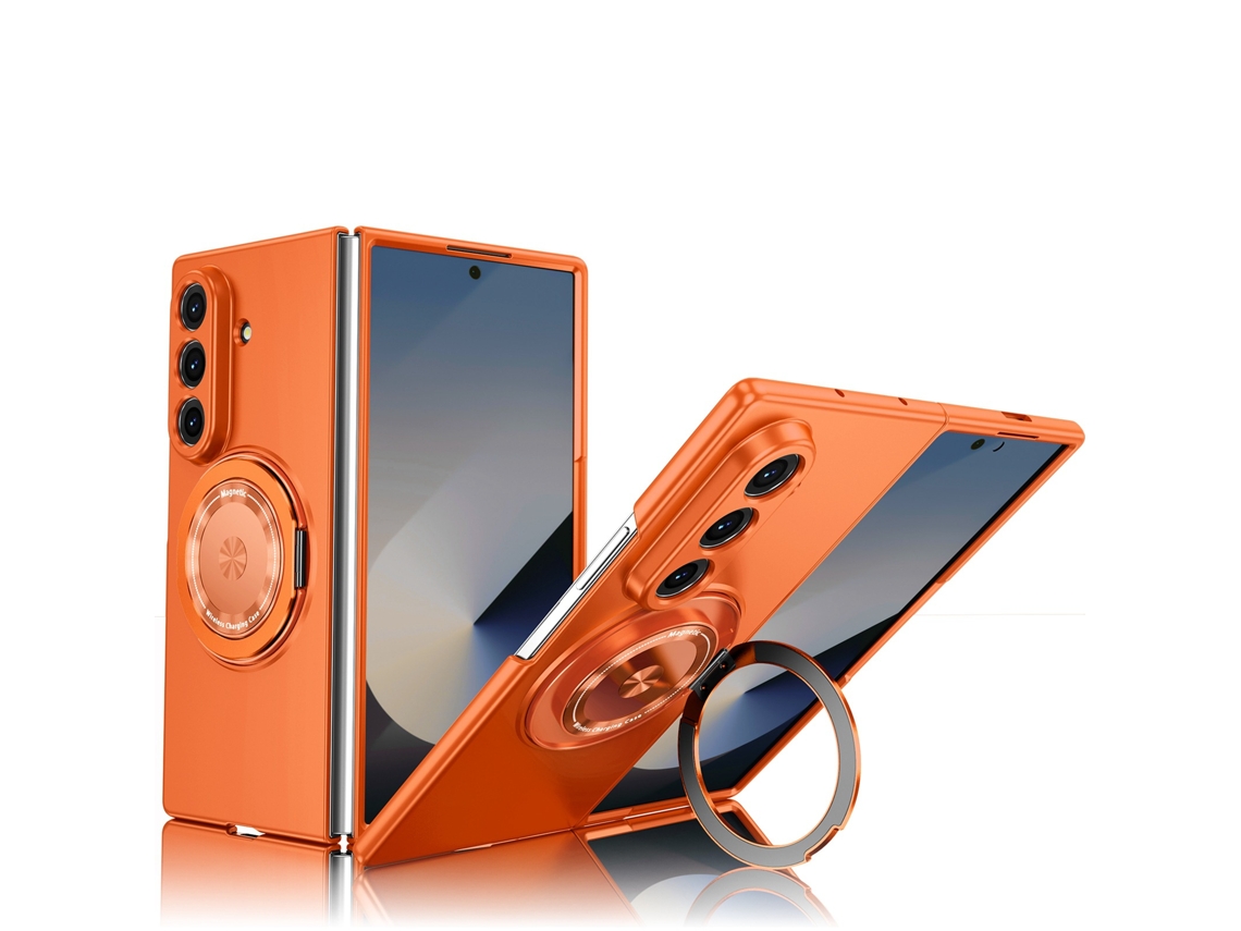 Capa Magnética Para Samsung Galaxy Z Fold 8 Ultra, Com Mag-safe Suporte Giratório De 360°,com Aba De Suporte. Laranja Hexinyigjly