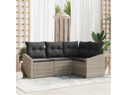 Vidaxl Conjunto De Sofá De Jardim 4 Unid. Cinzento-claro Vime Pe