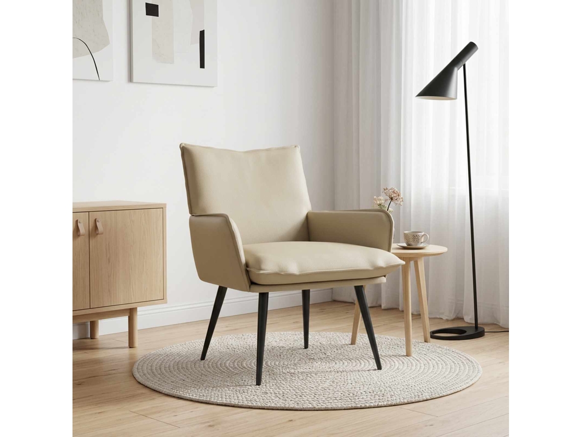Vidaxl Poltrona Creme Couro Sintético