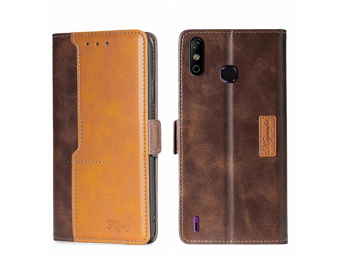 Capa De Couro Com Fivela Lateral E Contraste De Cor Para Infinix Smart 4 X653