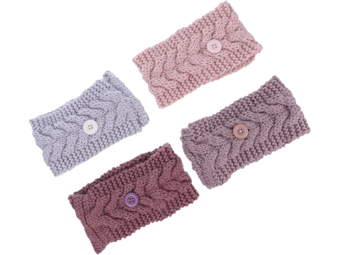 Conjunto De 4 Faixas Elásticas Com Botões Para A Cabeça E Acessórios De Tricô Para Máscara.