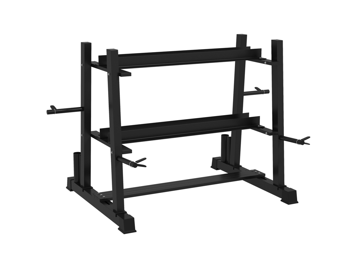 Suporte Para Halteres 3 Níveis Até 200 Kg De Aço Preto 131x75x80 Cm Para Academia E Treino Em Casa-kd