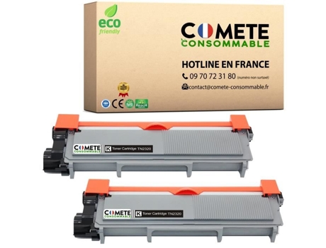 Tn2320 2 Toners Compatíveis com Brother Tn-2320 Ou Tn2310 para Impressora Brother. Rendimento de 2.600 Páginas Por Cartucho. COMETE CONSOMMABLE