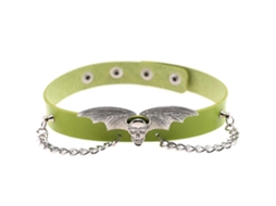 Laxiscreed Colar De Couro Punk Estilo Ocidental Para Mulheres, Corrente De Clavícula Verde