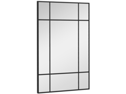 Espelho De Parede Retangular 90x60 Cm Com Moldura De Metal Decorativo Para Sala Quarto Entrada Preto