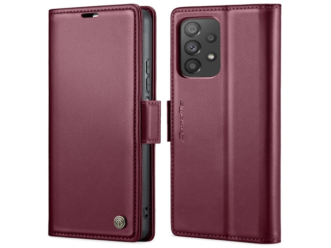 Capa Para Samsung Galaxy A72 Borboleta Fivela Litchi Textura De Telefone De Couro Rfid Antirroubo Vinho Tinto