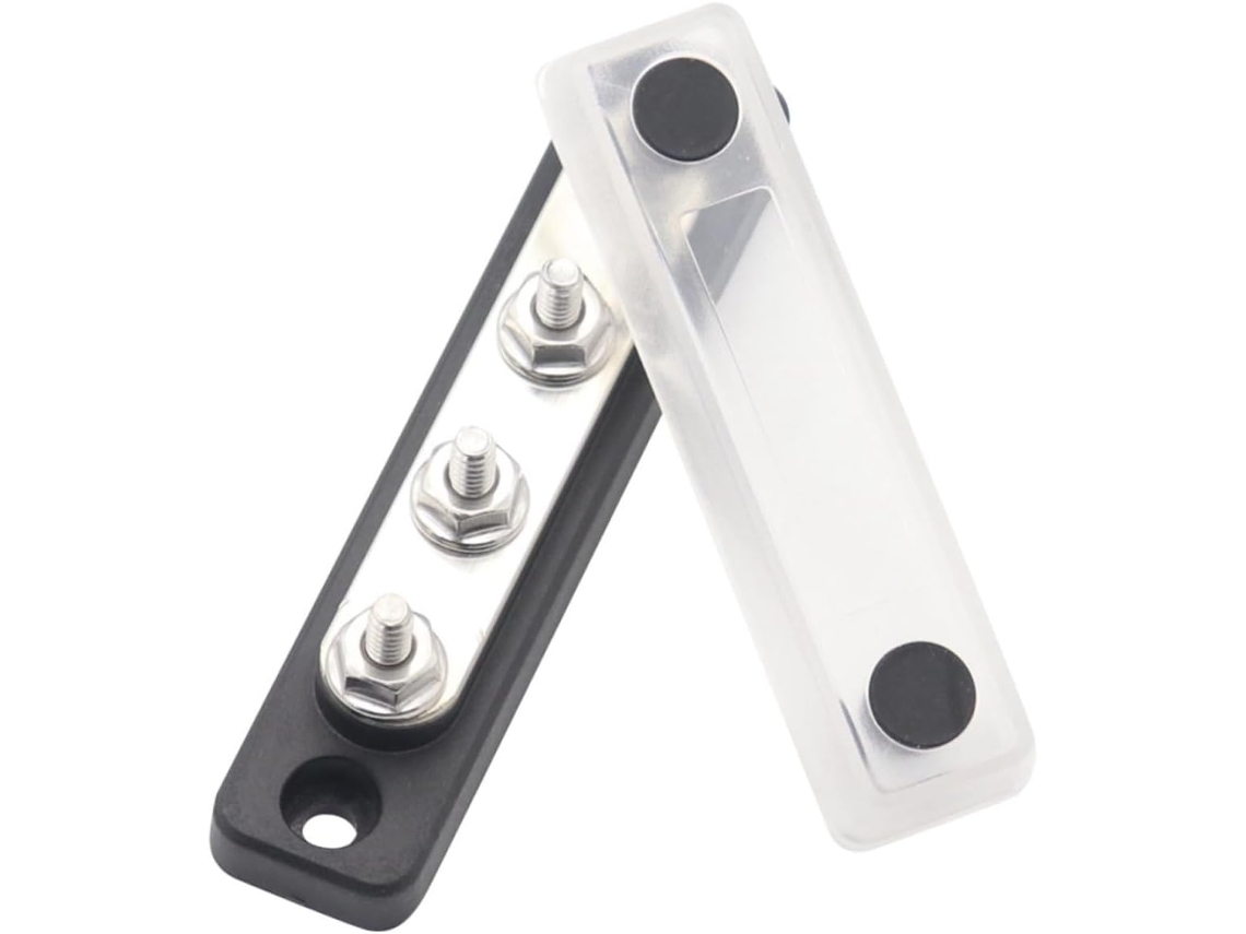 Barramento De 4 Terminais 3/16'' 48v 100a Bloco De Terminais Transparente Para Carro, Barco, Veículo Utilitário E Distribuição.