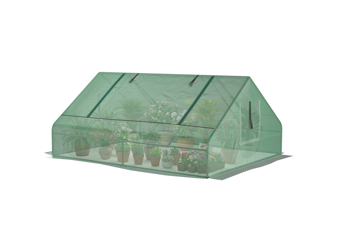 Estufa Pequena Para Cultivo Com 4 Janelas Enroláveis, Estrutura De Aço E Cobertura Pe Anti-uv 180x140x80 Cm Verde