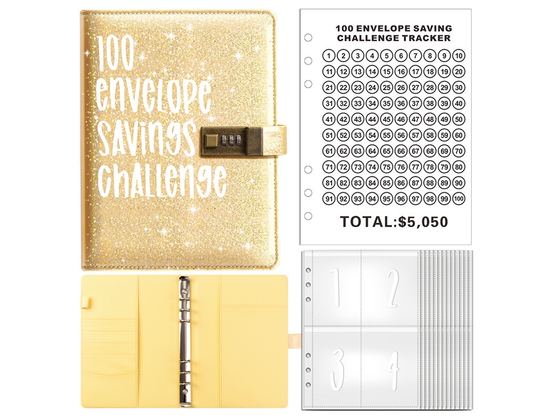 A5 Lockable Password Diary Notebook, 8 5 Inch 100day Planner, Holographic Cover, Yellow