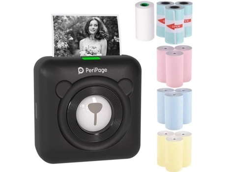 BIR21286-PeriPage Mini Bolso BT Impressora Térmica Imagem Etiqueta Memo Ticket Impressora De Papel 12 Rolos YWEI