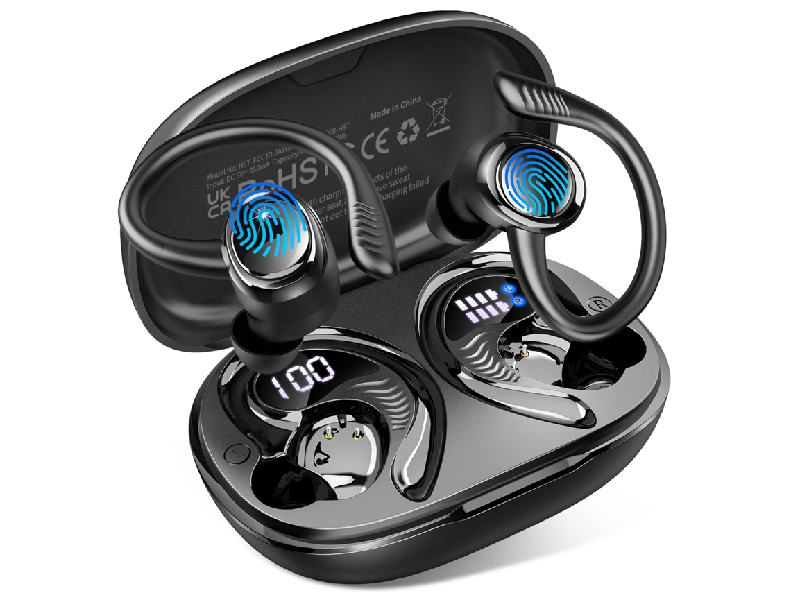 Fones de ouvido Bluetooth MDUG 5.3 com microfone HD, som Hi-Fi, tela sensível ao toque e led
