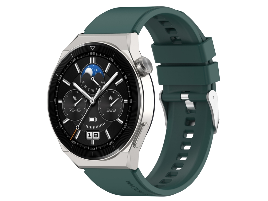 Bracelete de Smartwatch para Honor Watch GS Pro 22mm Cabeça Protuberante Pulseira de Silicone Fivela Prateada (Verde Escuro)