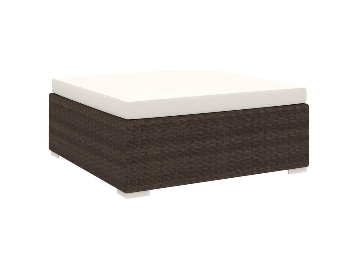 Vidaxl Apoio De Pés Seccional C/ Almofadão 1 Pc Vime Pe Castanho