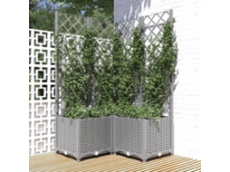 Vidaxl Vaso/floreira Jardim C/ Treliça 80x80x136 Cm Pp Cinzento-claro