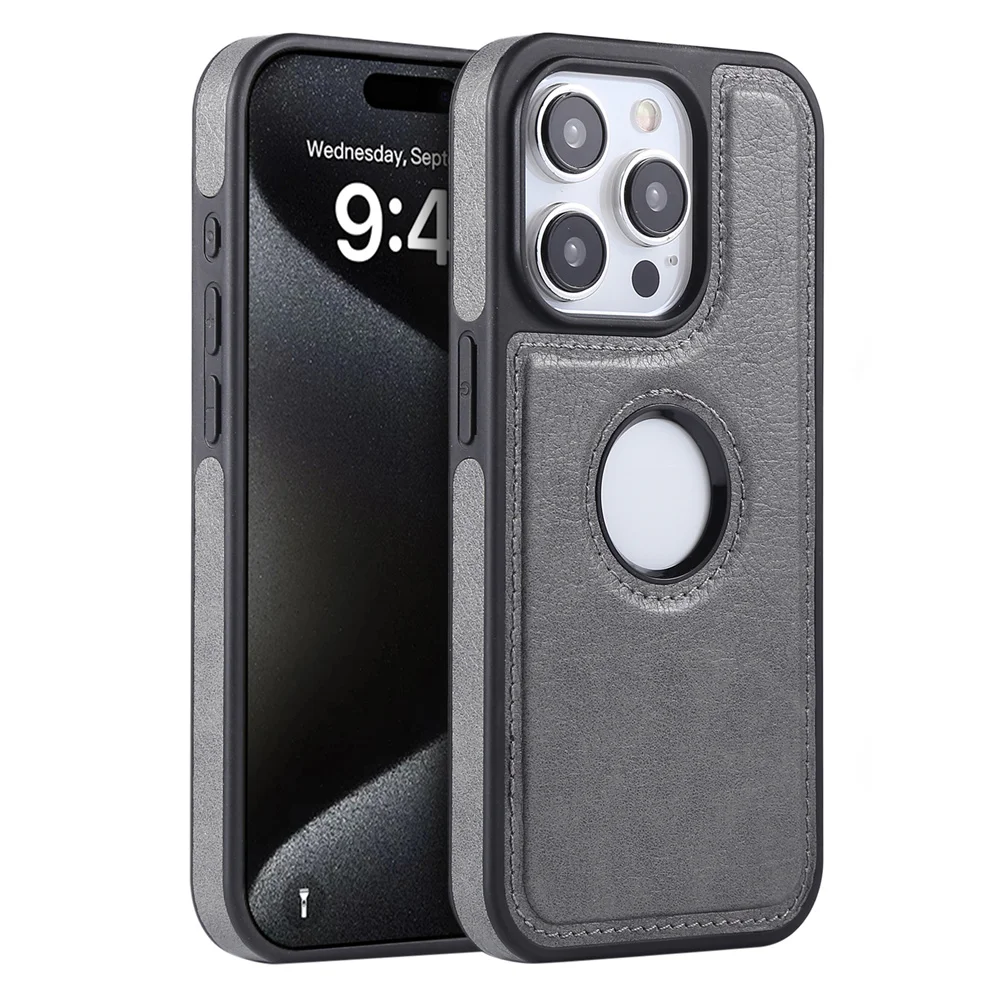 Capa De Luxo Para Celular Em Couro Pu Para Iphone 16 Pro Max (cinza).