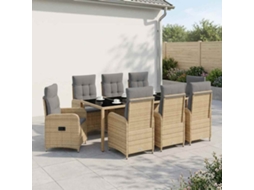 Vidaxl Conjunto De Jantar Para Exterior 9 Pcs Bege E Cinza Claro