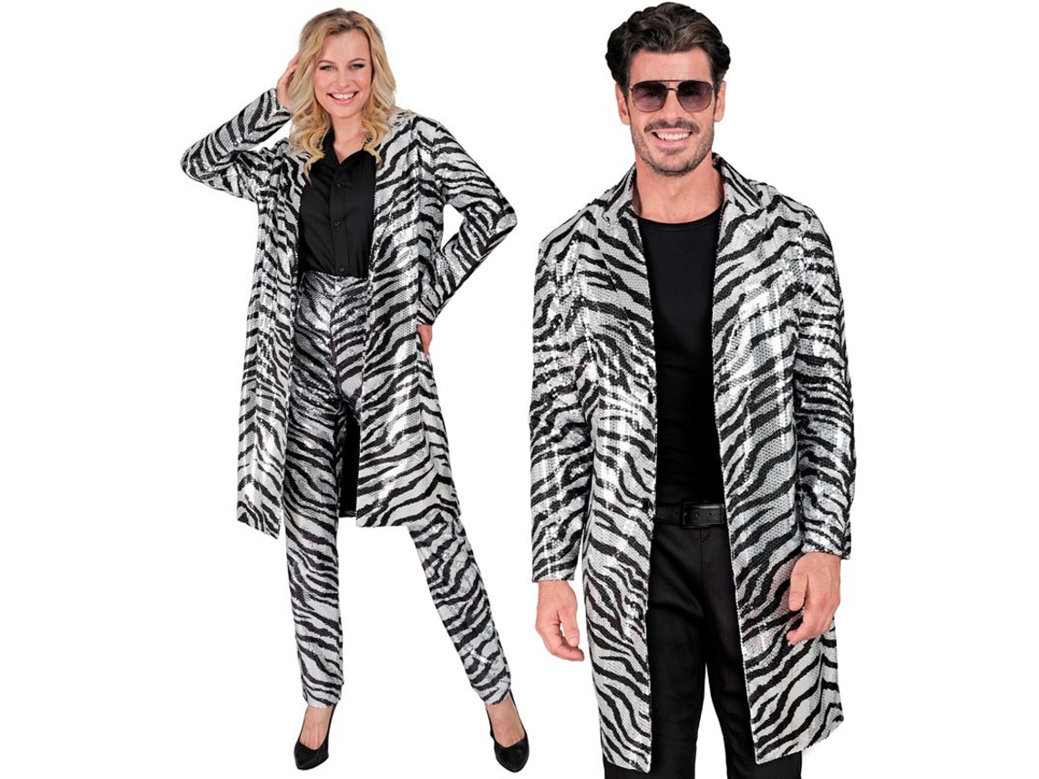 Fantasia ou Casaco Fashion Party prata animal print para adulto
