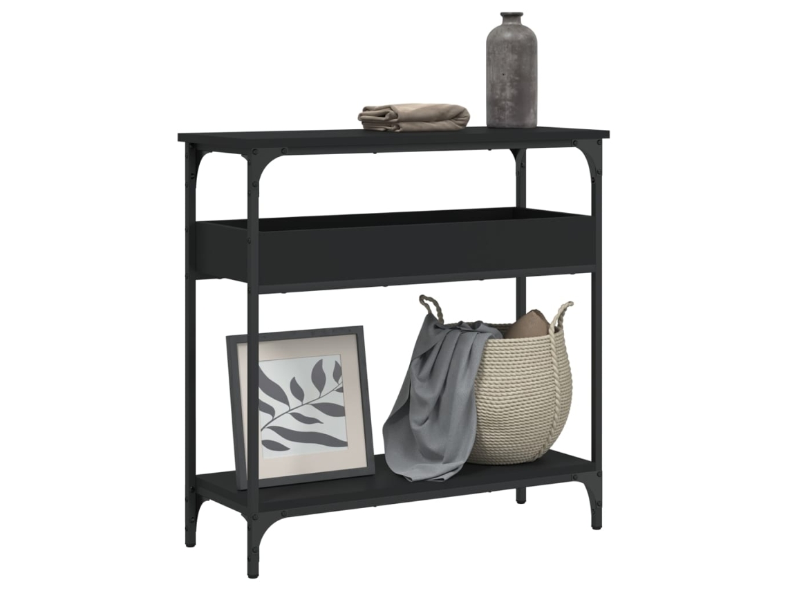 Vidaxl Mesa Consola C/ Prateleira 75x29x75 Cm Derivados Madeira Preto