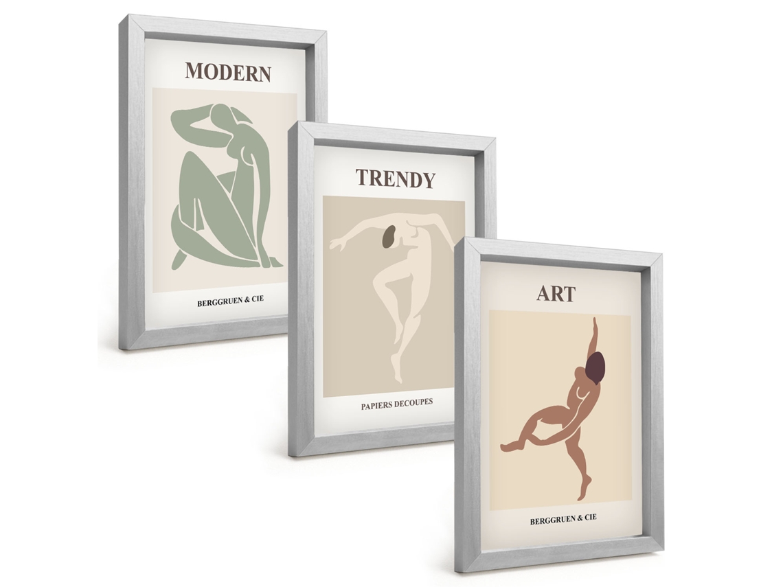 Composição De Quadros Figuras Elegantes Em Minimalismo Espelharte (3 Peças 20x30 Cm)