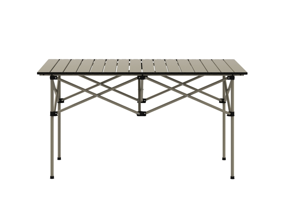 Mesa Camping Enrolável Alumínio Cáqui 95x55cm VELTRIX