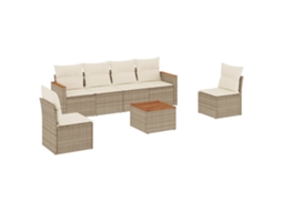 Conjunto de 7 Sofás para Jardim com Almofadões Vime Pe Bege MAISON EXCLUSIVE (7 pcs)