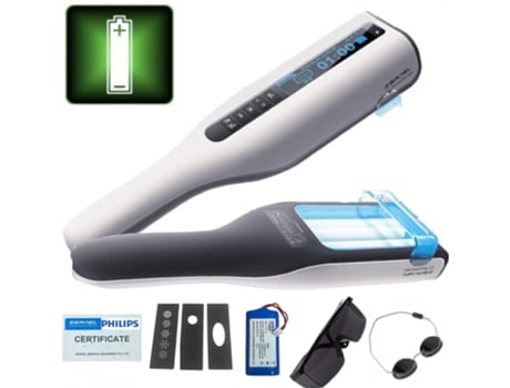 Lâmpada de fototerapia UVB de 18 W e 311 nm com bateria para problemas de pele, psoríase, vitiligo e eczema.